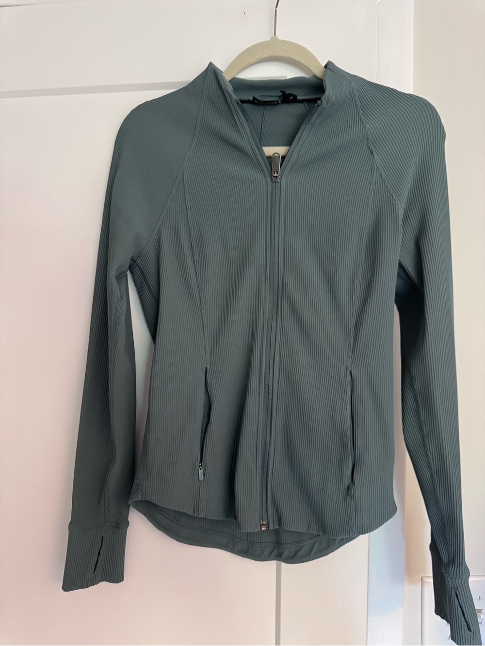 Athleta salutation Long-Sleeve Zip Front Jacket in Sage Green